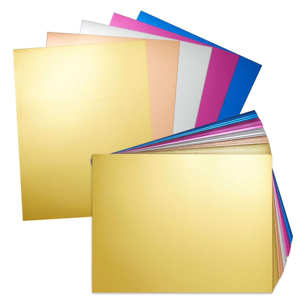 Bright Creations Metallic Cardstock Sheets - Foil Card Stock, Craft Paper for DIY Projects - Assorted Metallic Cardstock for Scrapbook Supplies - Multicolor, 250 GSM, 8.5x11 In, 100 Count